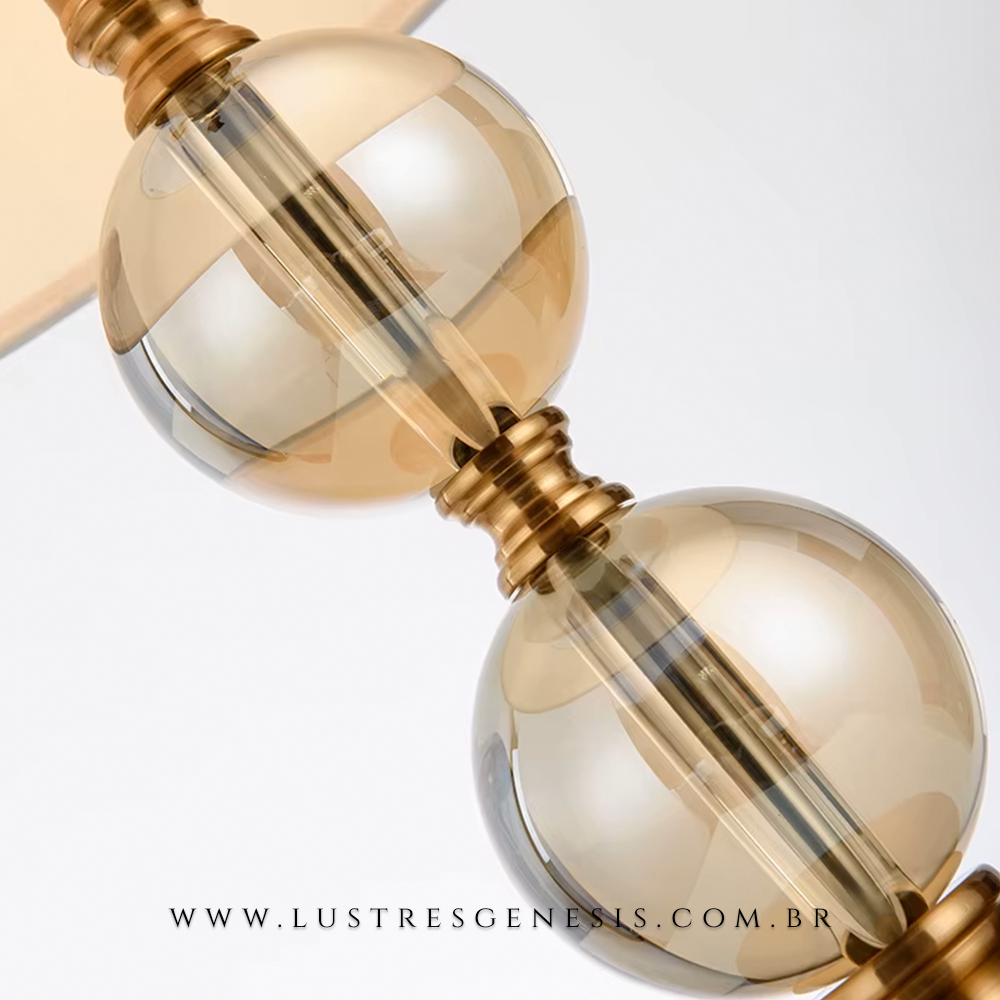 Detalhes Abajur de Cristal Âmbar Valência detalhes Dourado